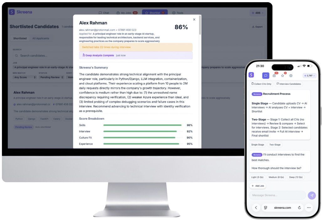 Skreena on desktop and mobile